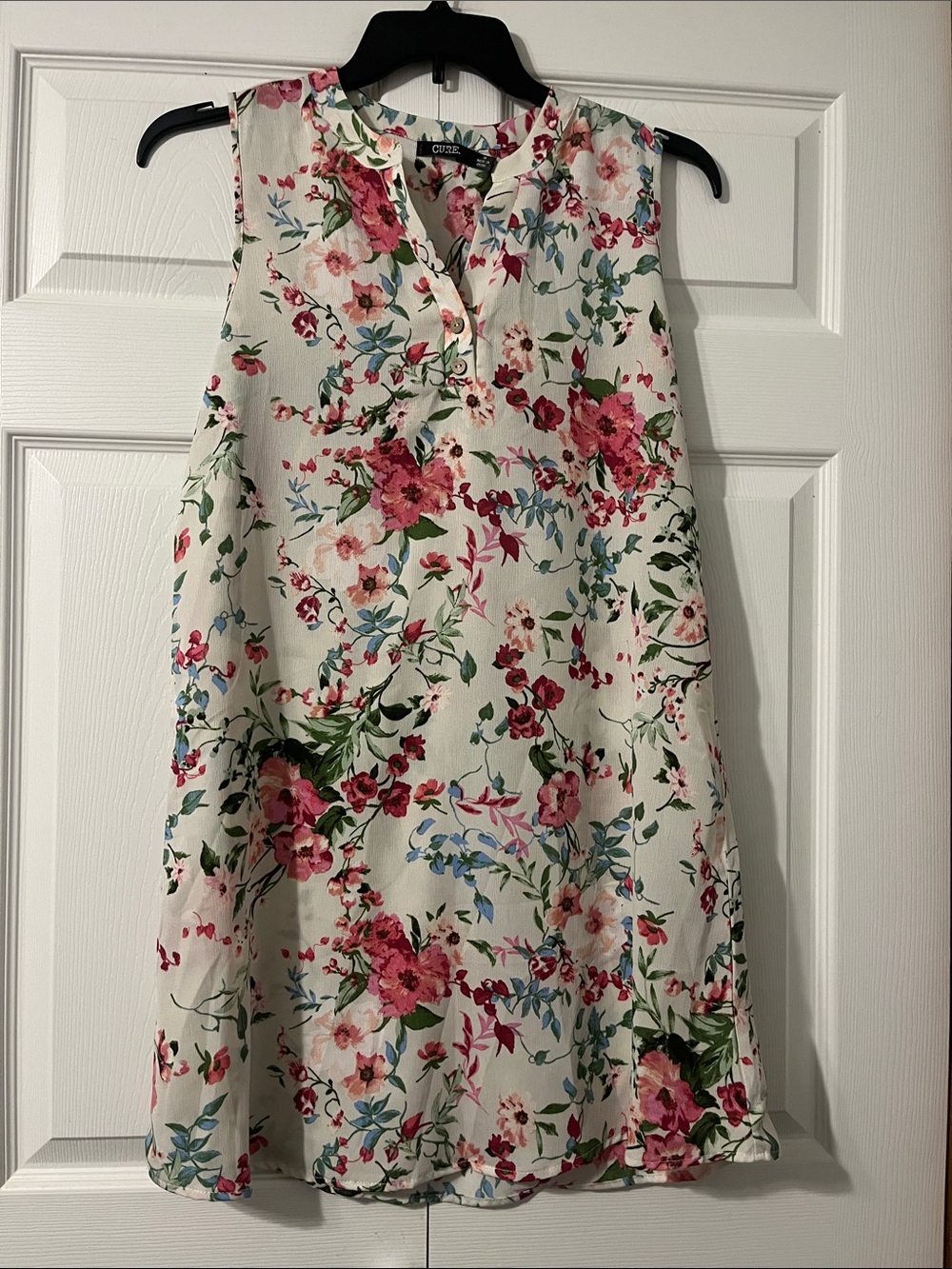 Sleeveless Floral Midi Dress in White and Pink - Cupio